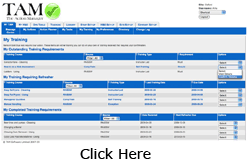 My Training. This personalised page helps each employee (provided he/she is a User on TAM) understand what training he/she still needs to do, and how long time each training course is estimated to take. Staff can access all their training online 24/7.
