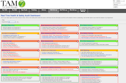 The "Real Time Health and Safety Audit Dashboard" for each Site provides a compliance overview and highlights areas where you still have work to do. Simply click on the bullet points inside each box to drill down and get detailed information on what exactly is outstanding. You can receive this Dashboard as an email alert each Monday morning. The Action Manager Health and Safety Software.